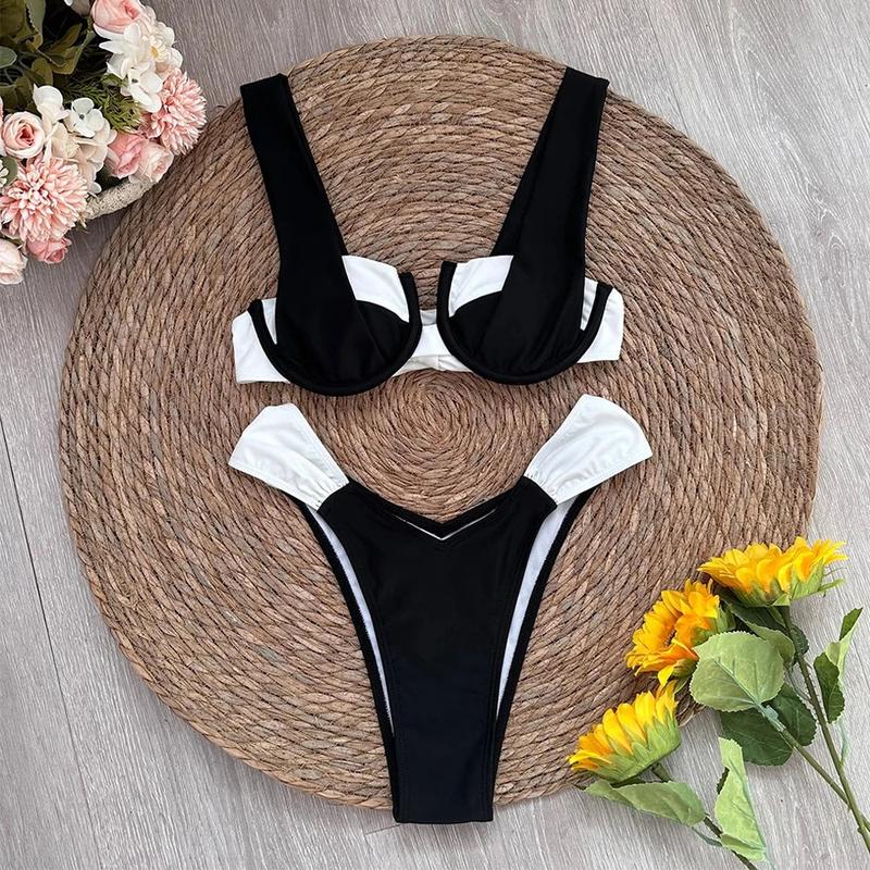 Colorblock - Black & White Bikini Set