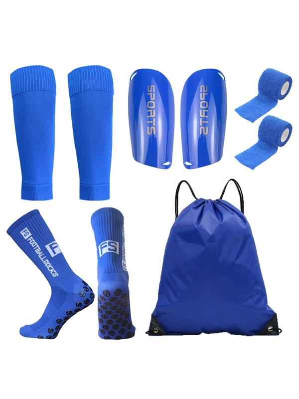 Professional Football Training Set, Letter Print Sports Socks & Shin Guard & Calf Sleeve & Athletic Tape & Backpack, Sports Soccer Training Set, Athletic Tape, Sports Accessories for Soccer Training