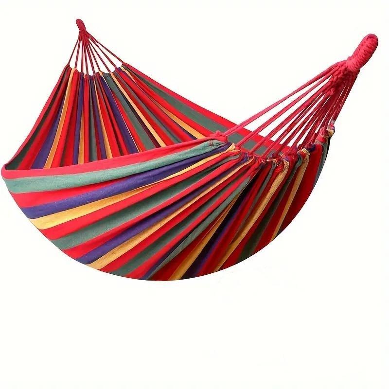 Colorful Stripes Hammock with Carrying Bag, Durable Outdoor Hammock, Easy-to-set-up Hammock for Camping & Backyard Relaxation