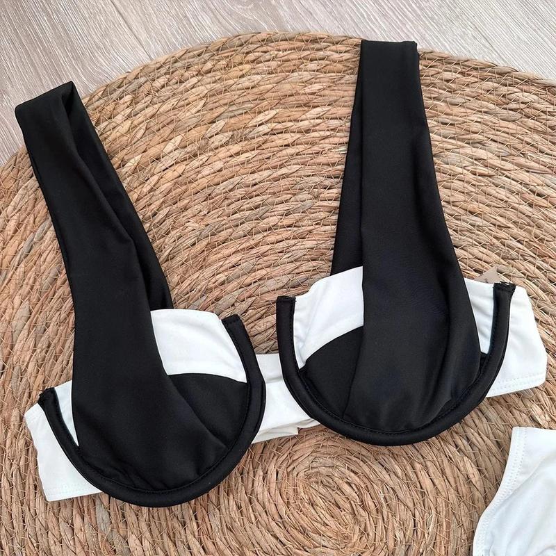 Colorblock - Black & White Bikini Set