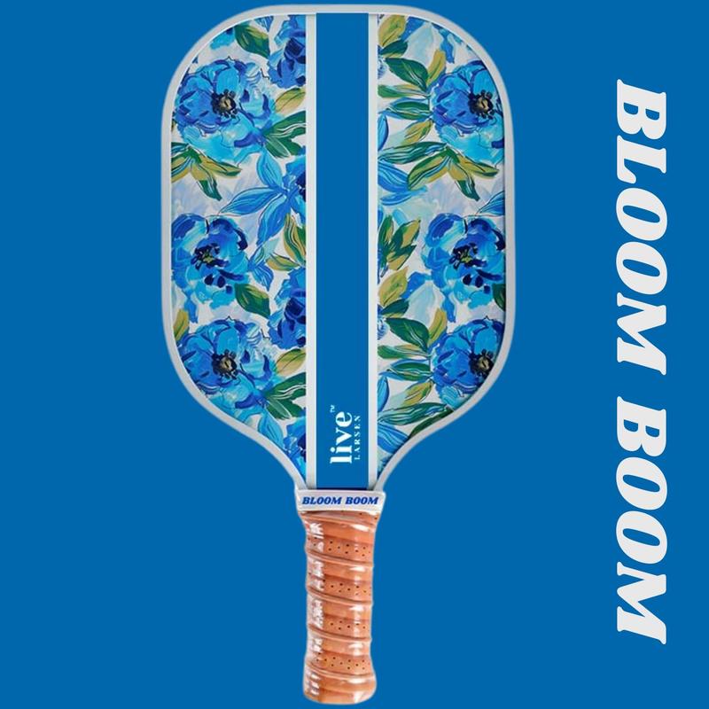 Live Larsen Premium Blue Pickleball Paddle Racket - Honeycomb Core - Large Sweet Spot -Awesome Pop & Spin - Sweatproof Grip - Free Cover - Women - Kids - Great (Bloom Boom)