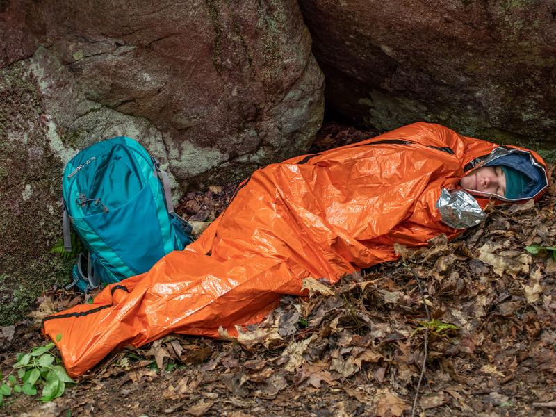 S.O.L. Survive Outdoors Longer 90% Emergency Bivvy with Survival Whistle & Tinder Paracord Drawstring for Outdoor Survival, Orange