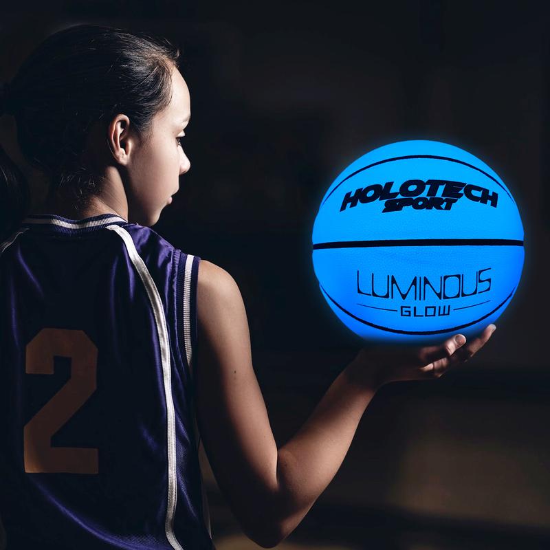 Blue Basketball Glow in The Dark, Cool Glowing Indoor Outdoor Luminous Leather Basketball Size 5, Size 6, Size 7 for Youth, Women, Men (with Pump) womens  hoops