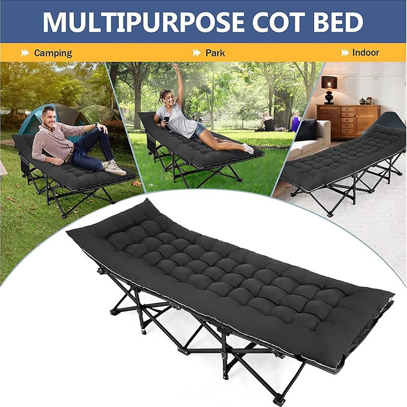 portable folding bed with mattress adults,Camping Cot with 75 Inch 2 Sided Mattress,Oversized XXL Folding Camping Cot,Heavy Duty Sleeping Cots with Carry Bag,Camping Essentials for Backpacking, Hiking, Traveling