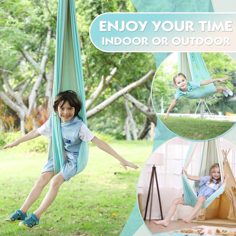 Wildken Sensory Swing Indoor Outdoor, DIY Graffiti Therapy Swing, Two-Tone Swing Hammock with Autism, Double Layer 100% Cotton Sensory Joy Therapy Swing