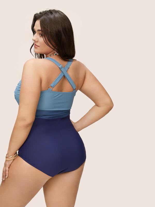 BloomChic Contrast Twist Front Skinny One Count Swimsuit