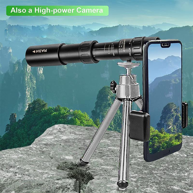 Portable High Magnification Monocular Telescope, High Definition Monocular Telescope with Tripod & Phone Holder, Outdoor Camping & Hiking Equipment