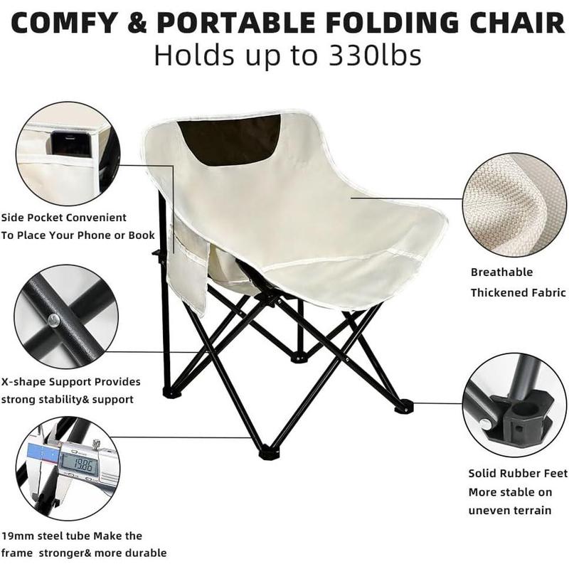 A Folding Camping Chair Set of 3,Lightweight Camp Chairs with Table,Large Lawn Chair Portable for Adults Hiking,Fishing,Beach,Picnic,Patio,Travel,Carry Bag(M)