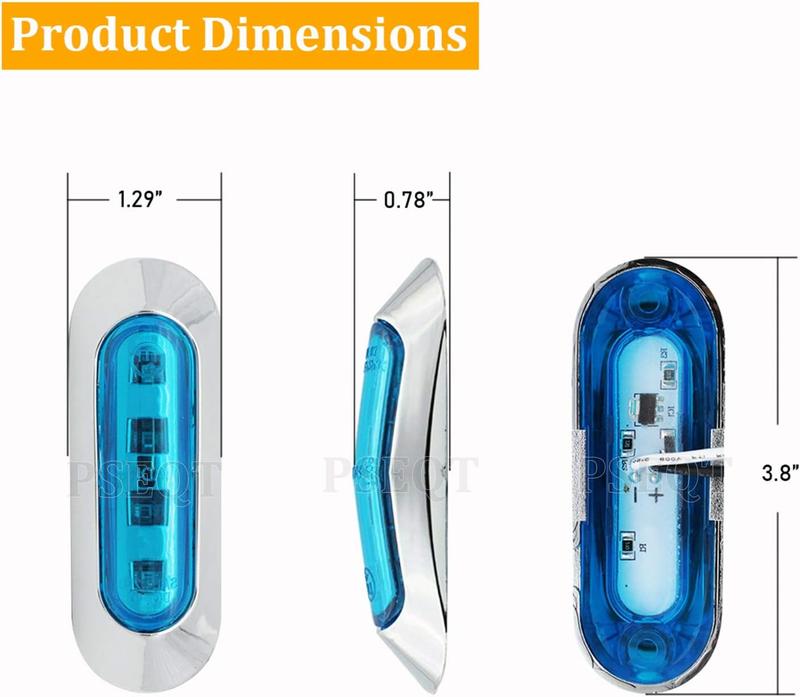 3.8'' Waterproof Boat Marine Led Lights Courtesy Interior Deck Light Navigation Transom Stern Cabin Lighting For Pontoon Fishing Boat Kayak Sailboat Bass Boat Vessel 12V 24V (Blue 4Pcs)