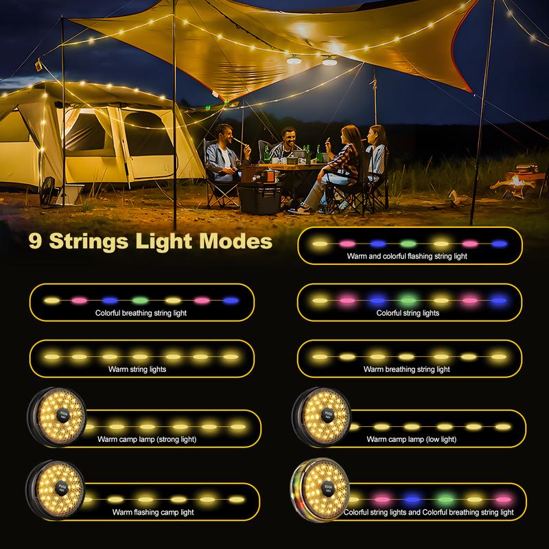 4 in 1 8 Models Retractable String Lights Outdoor 32.8 FT  Camping String light for Holiday Christmas Decoration