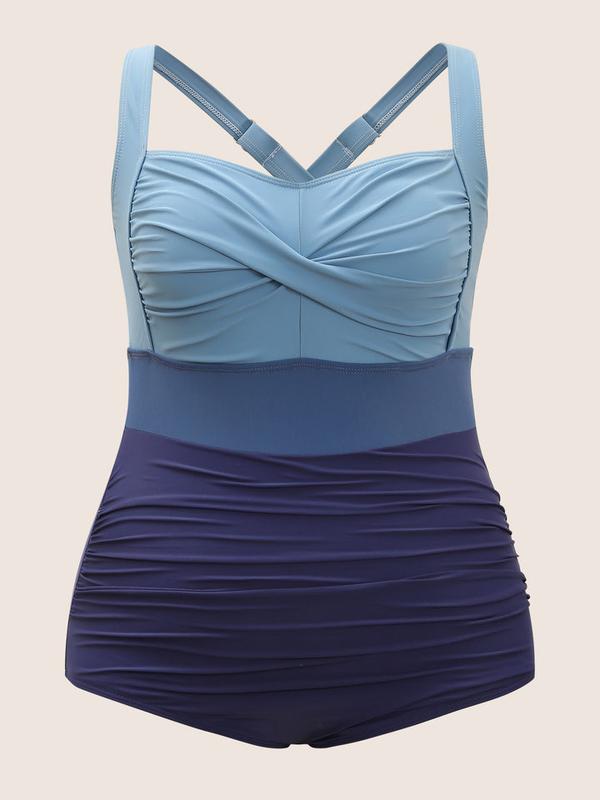 BloomChic Contrast Twist Front Skinny One Count Swimsuit