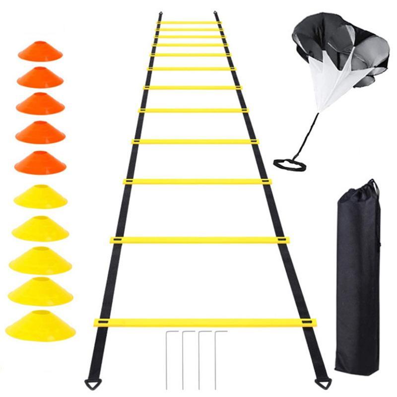 Soccer Agility Training Equipment Set, 1 Set Agility Ladder & Running Parachute & Soccer Cone, Professional Soccer Speed Training Equipment