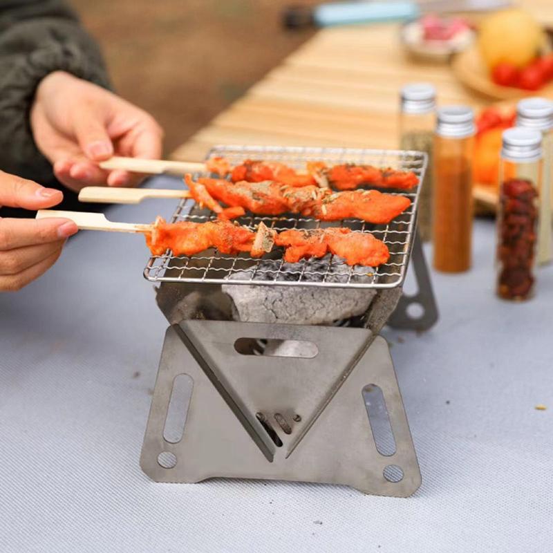 Outdoor Foldable Stainless Steel Stove, 1 Count Portable Barbecue Grill, Easy To Carry Stove, Camp Kitchen for Outdoor Camping Hiking