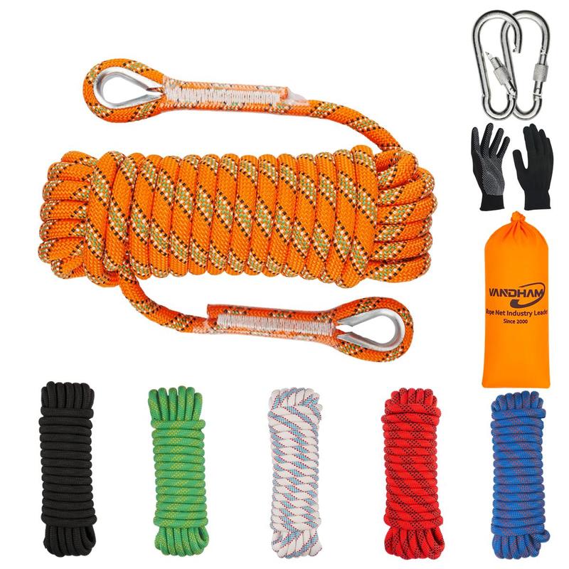 High Strength Climbing Rope, 1 Set Climbing Rope with Storage Bag & Carabiners & Gloves, Professional Outdoor Climbing Equipment