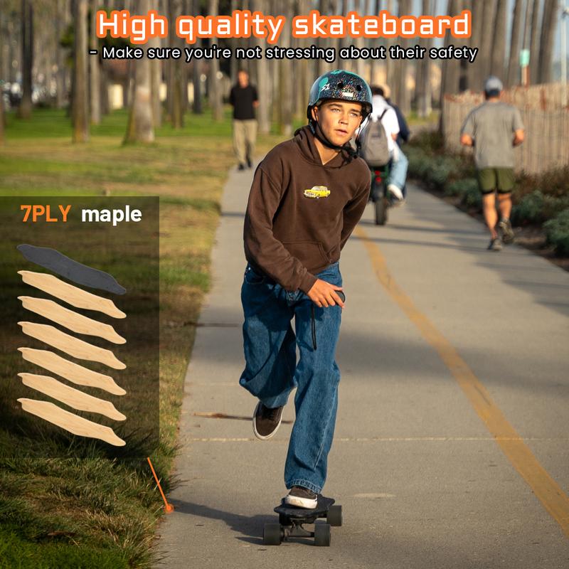 MEEPO Campus Electric Skateboard with Remote，4 Speed Controler,Durable Maple Deck, 15.5 MPH Top Speed, 10KM Range for Teens Beginners