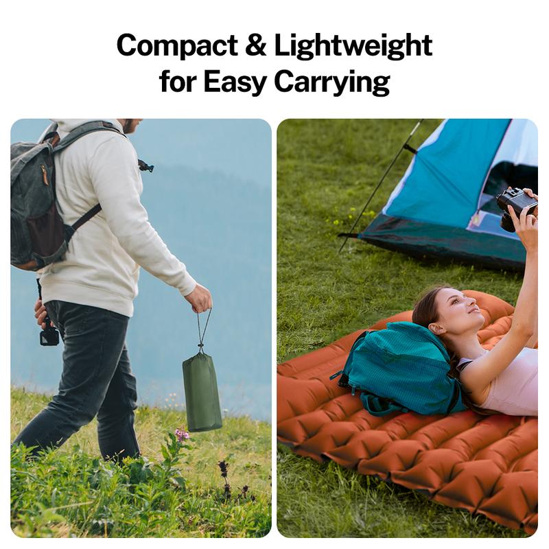 OGERY Camping Sleeping Pad with Pillow Built-in Foot Pump, Camping Essentials for Backpacking, Hiking, Traveling