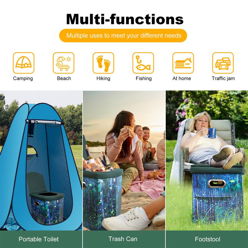 Ann Katy Upgrade XL Portable Toilet for Adults, Extra Large Portable Travel Floding Toilet, Camping Tall Toilets with Lid for Adults and Kids Compact Potty for Car,Hiking,Beach