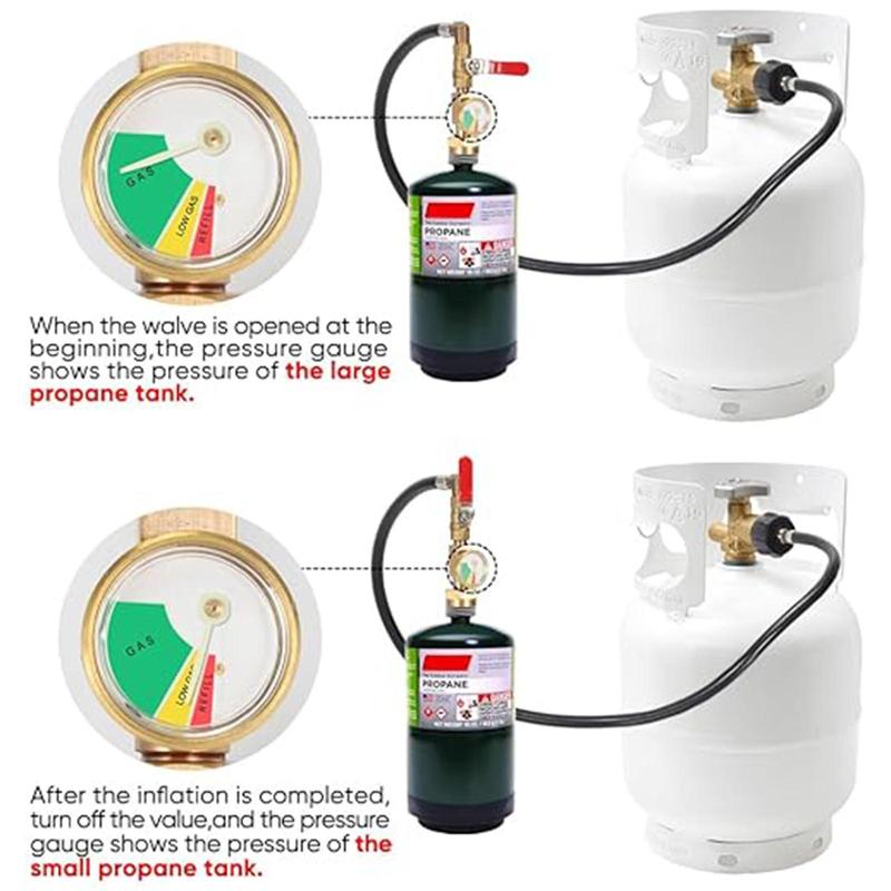 36 Inch Propane Gas Tank Adapter with Pressure Gauge, High Pressure Camping Bbq Grill Adapter, Easy To Use, Gas Tank Adapter Connector with Switch Control Valve, Camping Accessories, Christmas Gift