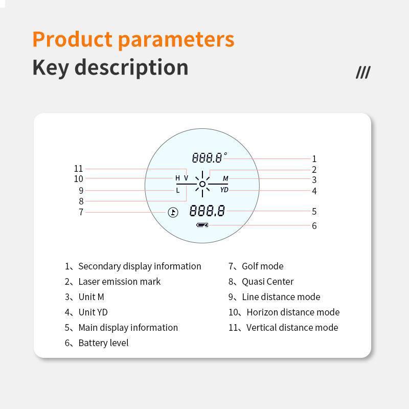 Laser Rangefinder, 650m Golf Distance Meter with 5 Modes, Outdoor Laser Rangefinder for Hiking Hunting, Measuring Tools