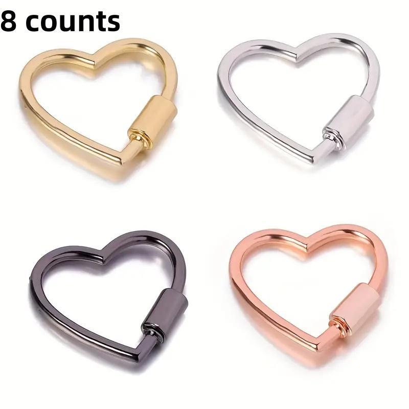 Heart Shaped Climbing Buckle Clip, 8 Counts Multi-functional Climbing Buckle Clip, Climbing Buckle Hook for Camping Hiking Fishing Trip Dog Rope Buckles