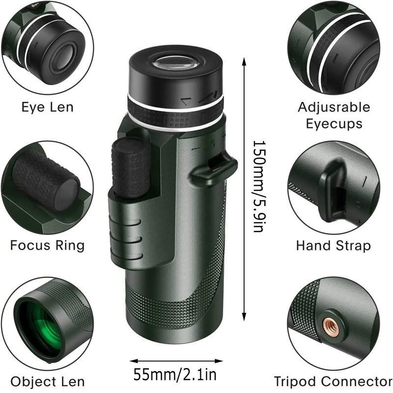 80x100 High Power Monocular, Portable Handheld Monocular Telescope, High Definition Monocular Telescope for Outdoor Adventure, Bird Watching, Camping