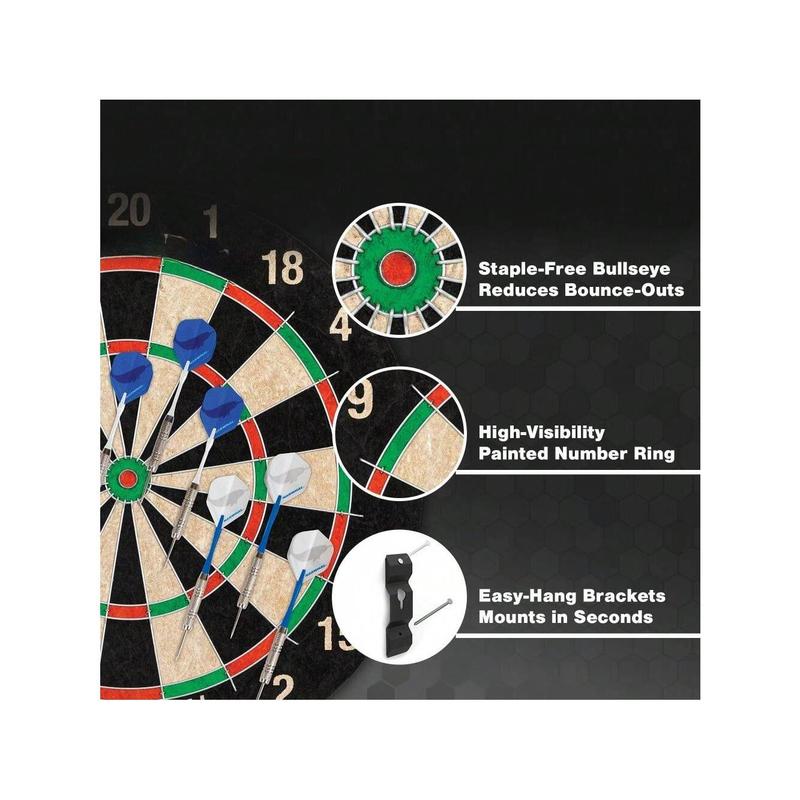 Bristle Dart Board With 6 Steel Tip Darts