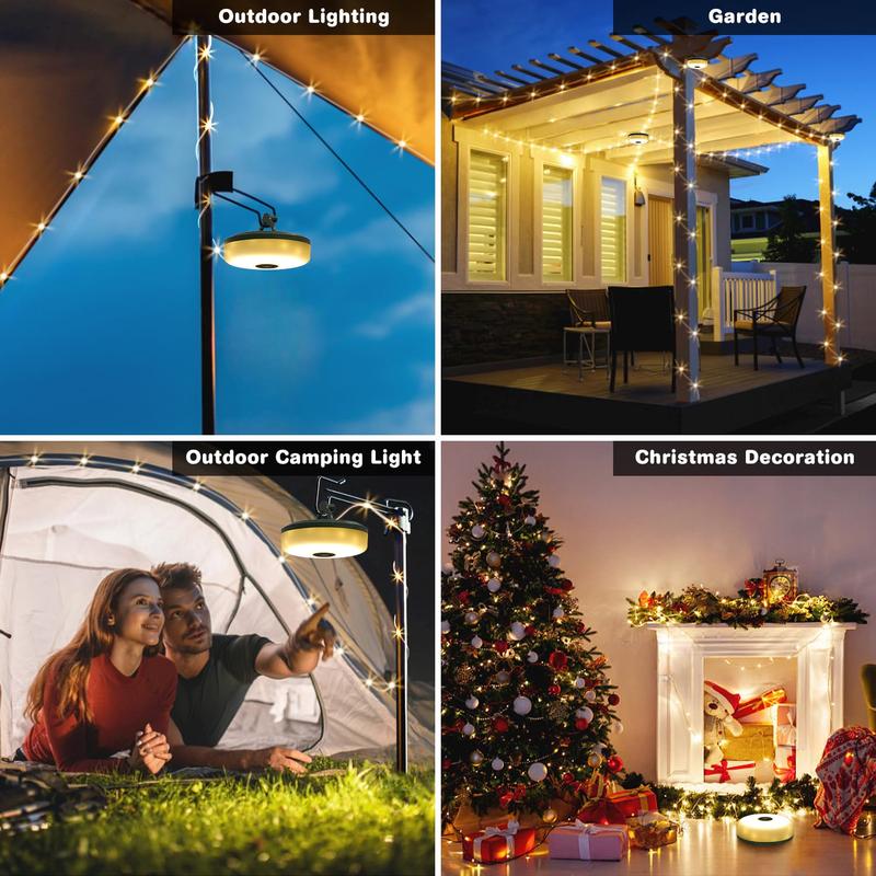 2 in 1 Rechargeable Camping String Light, Outdoor String Light with 8 Lighting Modes, Portable Outdoor String Lights for Outdoor Camping, Decorative Lamp