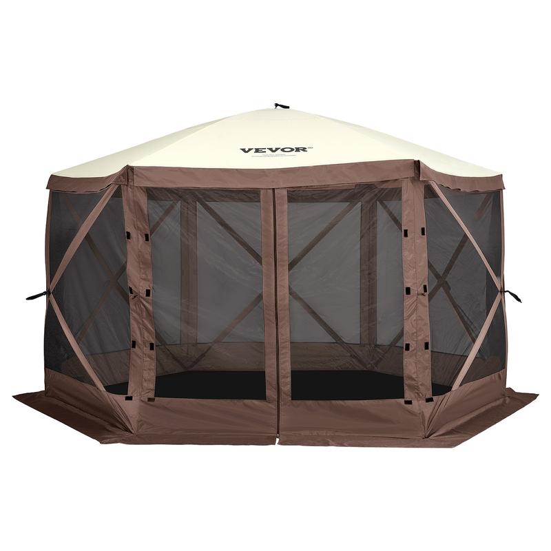 VEVOR Pop Up Gazebo Tent, Pop-Up Screen Tent 6 Sided Canopy Sun Shelter with 6 Removable Privacy Wind Cloths & Mesh Windows, 12.5x12.5FT Quick Set Screen Tent with Mosquito Netting