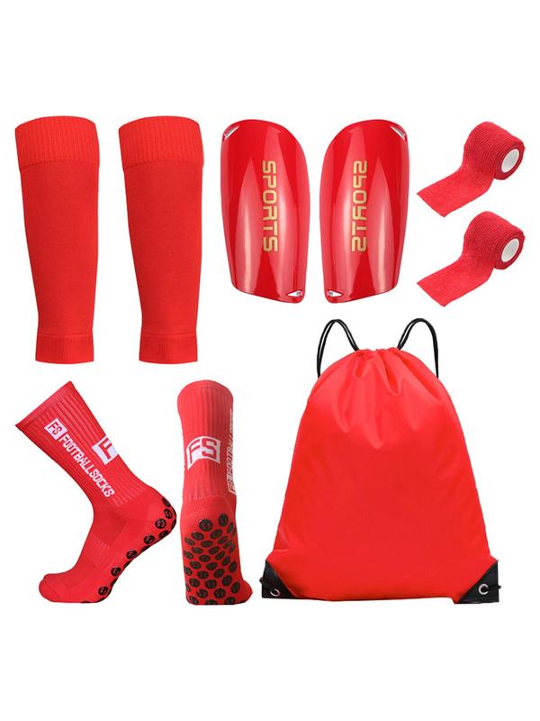 Professional Football Training Set, Letter Print Sports Socks & Shin Guard & Calf Sleeve & Athletic Tape & Backpack, Sports Soccer Training Set, Athletic Tape, Sports Accessories for Soccer Training