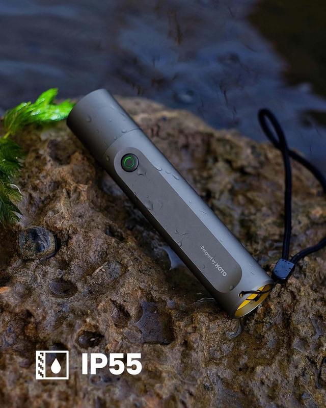 Black Friday, HOTO Flashlight Fit, USB-C Charging, 3 Modes, 1500mAh, IP55 Waterproof, Compact Flashlight Widely Used in Camping, Hiking, Emergency