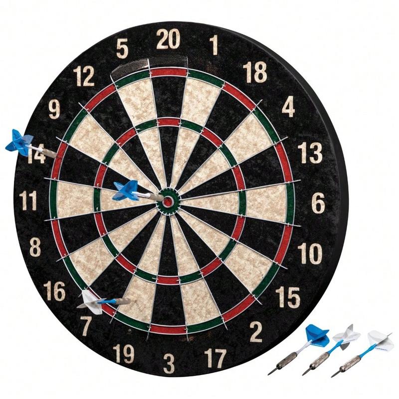 Bristle Dart Board With 6 Steel Tip Darts