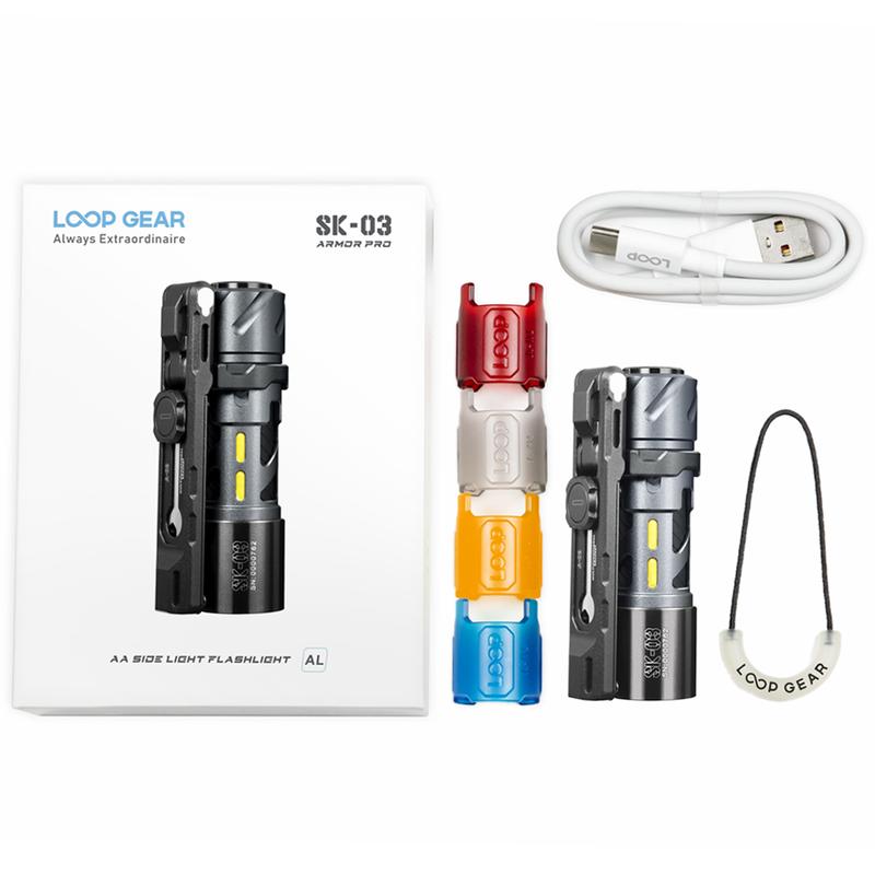 [Black Friday & Cyber Monday] LOOP GEAR SK03 PRO Rechargeable EDC Flashlight with Bracket, 1000 High Lumens,  10 Modes for Outdoor Camping, Emergency rechargeable edc flashlight