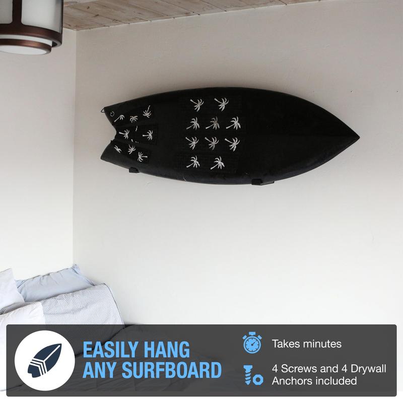 Ho Stevie! Surfboard Wall Mount - Strong Racks Hold Any Size Surfboard - Easy To Install (Hardware Included) - Felt Padding Protects Your Surfboard