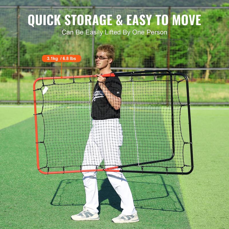 VEVOR Baseball And Softball Rebounder Net, 3 x 4.5 ft PitchBack Baseball Pitching Nest, 3-Way Baseball, Softball Pitchback Net, Fielding Trainer, Bounce Back Net for Fielding Throwing Practice