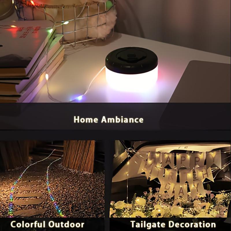 Colorful Outdoor String Light, Portable Outdoor String Light, Durable Tent Light, Rechargeable LED Camping Lantern for Outdoor Tent Hiking Decor, Christmas Gift