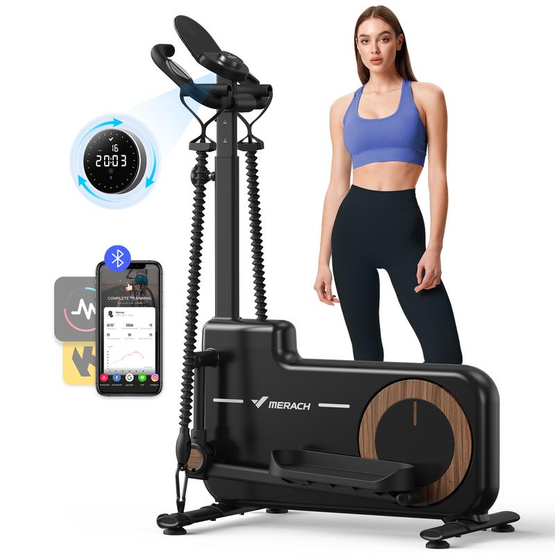 MERACH Elliptical Machines for Home Gym, 330lbs Compact Elliptical Exercise Machine with Hyper-Quiet Magnetic Driving System 16 Resistance Levels