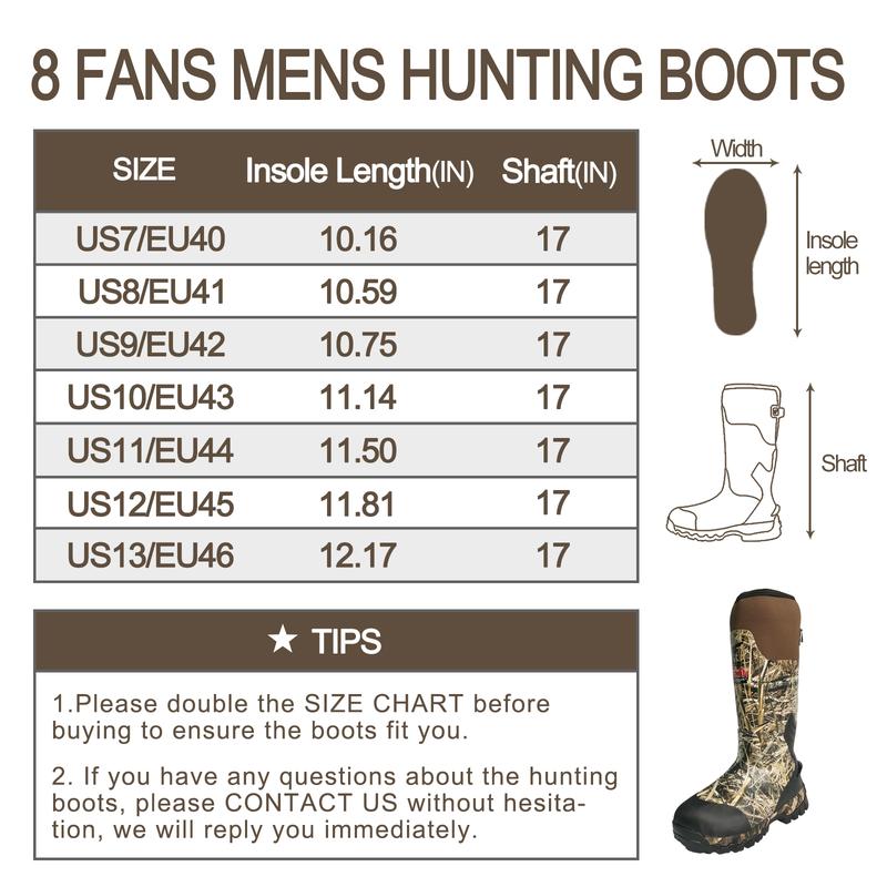 8 Fans Rubber Hunting Boots with 1000G Thinsulate Insulation,Next Camo Waterproof Rubber Mud Muck Boots with 5mm Neoprene for Men