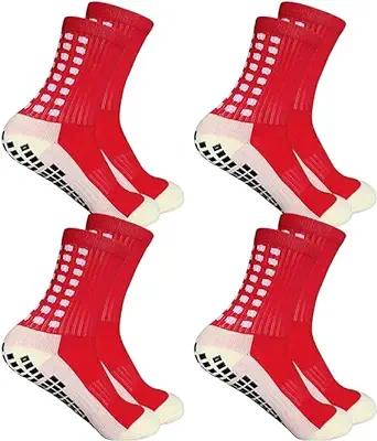 4 Pair Grip Soccer Socks Anti Slip Non Slip Men's Athletic Socks for Football Basketball Sports