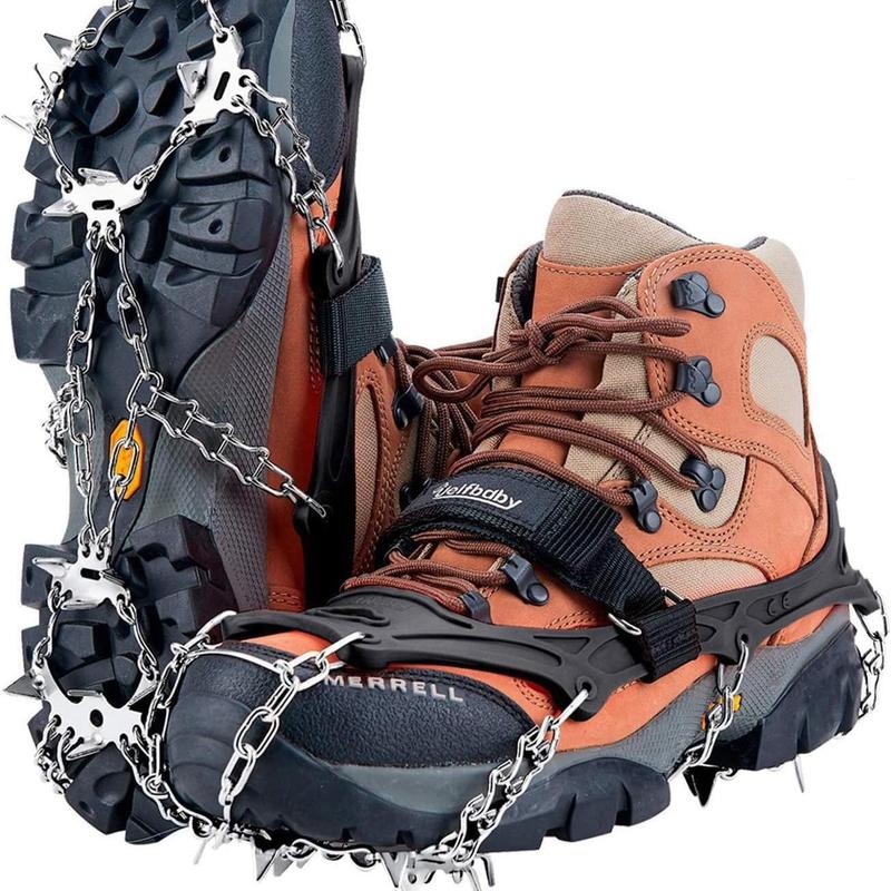 Christmas 19-tooth Stainless Steel Crampons, 1 Set Outdoor Snowshoeing Equipment, Essential Equipment for Off-road Mountaineering