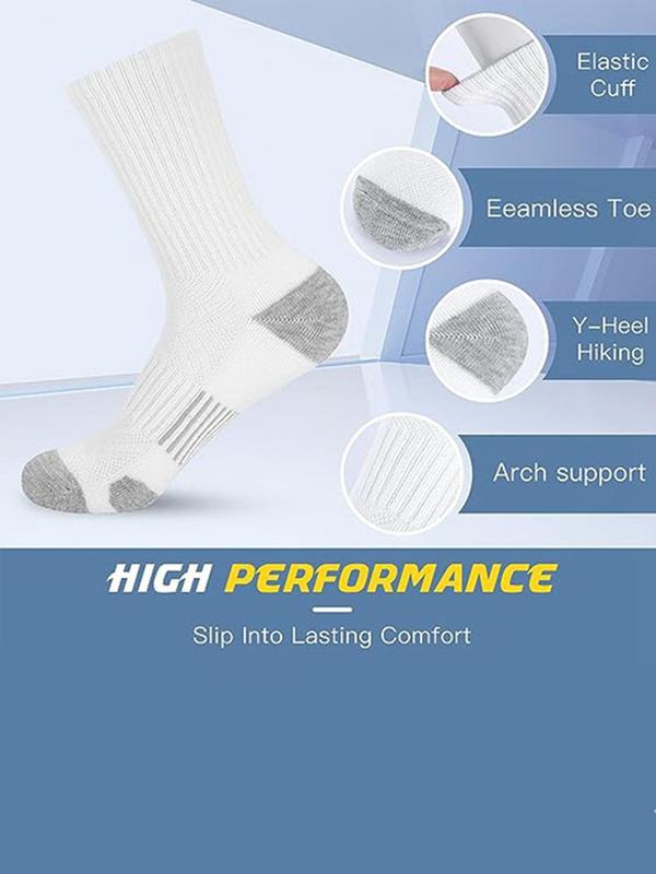 Men's Colorblock Crew Socks, Moisture Wicking Sweat Breathable Socks, Comfortable Casual Socks for Outdoor Hiking Running