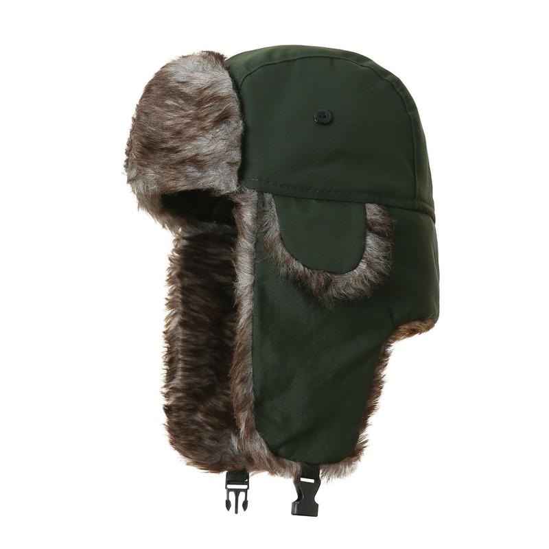 Trapper Warm Russian Trooper Hat with Faux Fur Ear Flaps Winter Skiing Cap for Women Men Windproof Hunting Hats