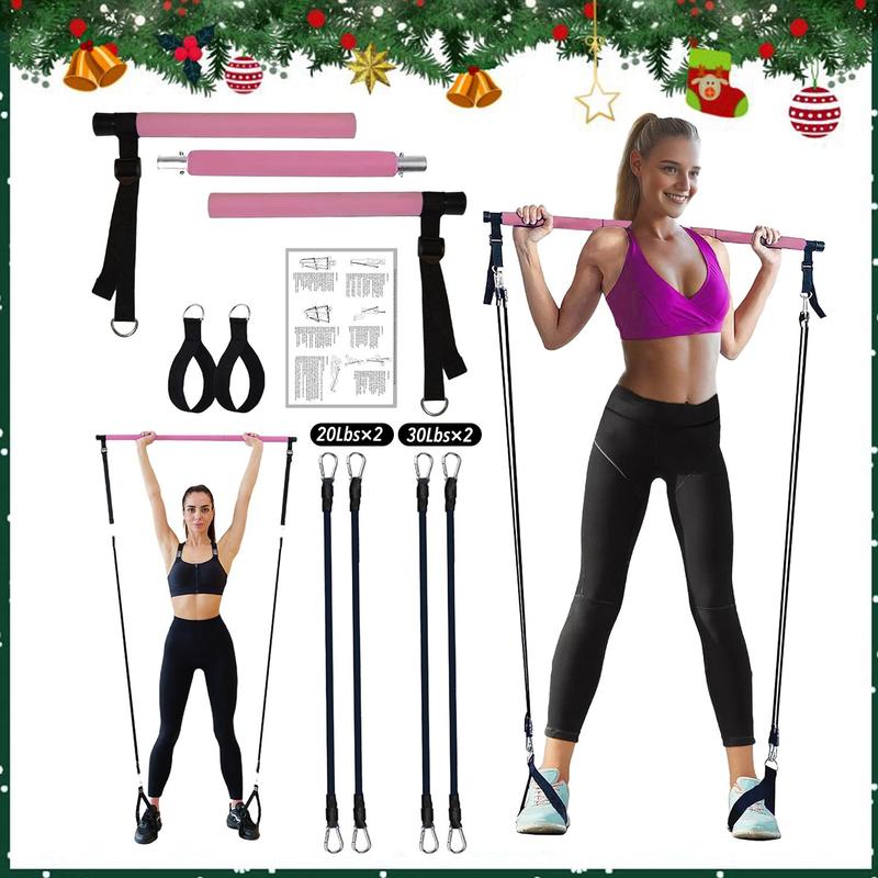 3 Sectional Pilates Bar with Stacking Resistance Band, 1 Set Pilates Bar Kit, Pilates Resistance, Home Gym Equipment for Women & Men, Exercise Equipment, Fall Gift, Christmas Gift