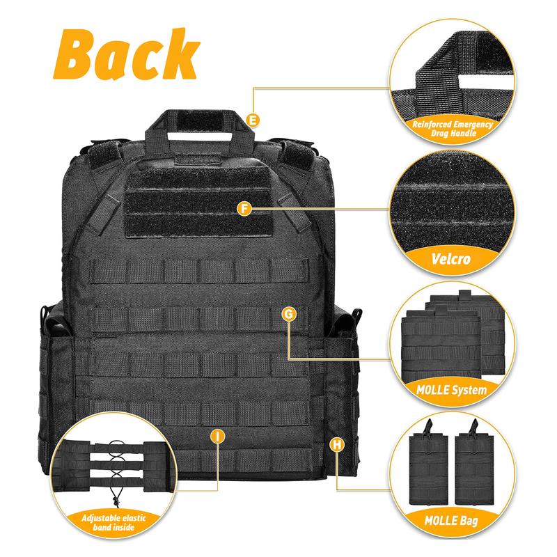 GFIRE Quick Release Training Vest  Molle Vest For Men Adjustable Breathable Weighted Vest for Sport 32-52 Inches Adjustable Size