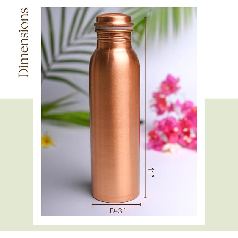 Copper Water Bottle 34 oz Leak Proof Design Vessel Ayurveda Health Pitcher for Sport Fitness Yoga 1000 ml