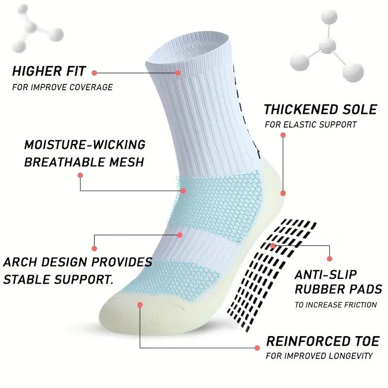 3 6 10 pairs of football socks, breathable pads, anti slip silicone, suitable for daily training, suitable for outdoor sports