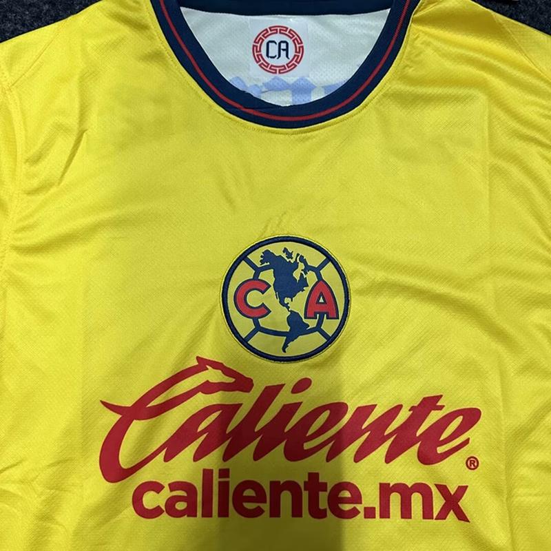 Club América Soccer Jersey Home Yellow 24 25 Liga MX D.VALDÉS A.ZENDEJAS K.ÁLVAREZ HENRY FIDALGO Football Shirts Men's Fan Version S-4XL