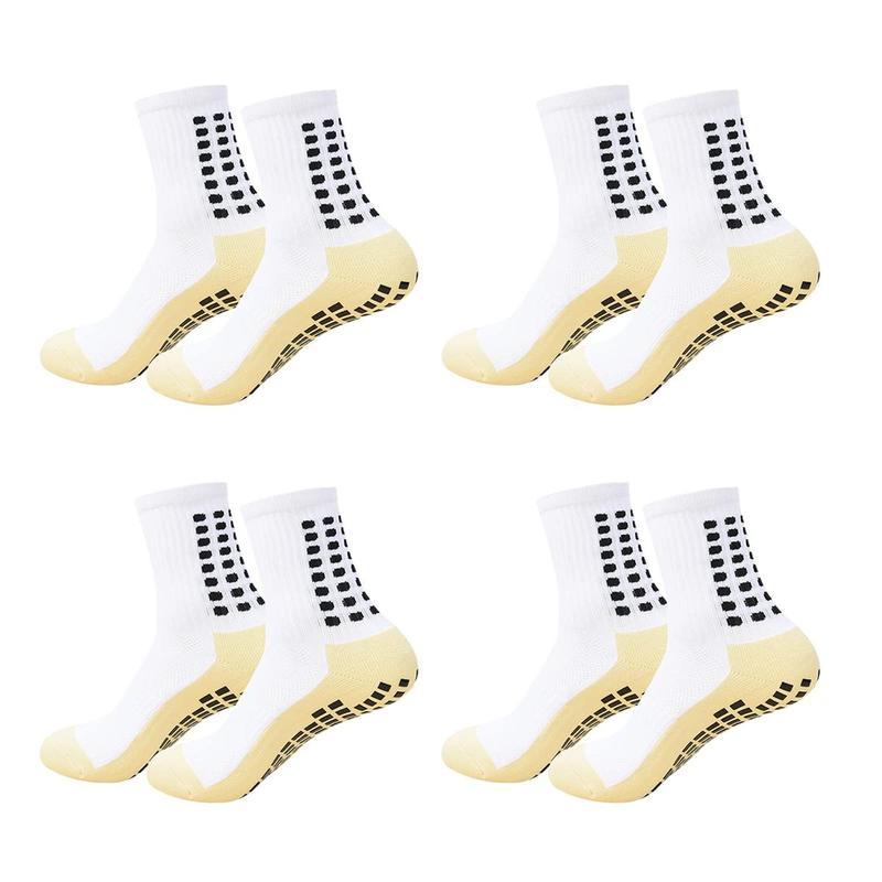 4 Pair Grip Soccer Socks Anti Slip Non Slip Men's Athletic Socks for Football Basketball Sports