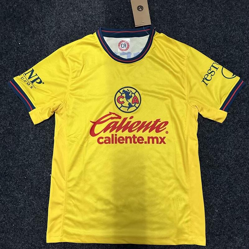 Club América Soccer Jersey Home Yellow 24 25 Liga MX D.VALDÉS A.ZENDEJAS K.ÁLVAREZ HENRY FIDALGO Football Shirts Men's Fan Version S-4XL