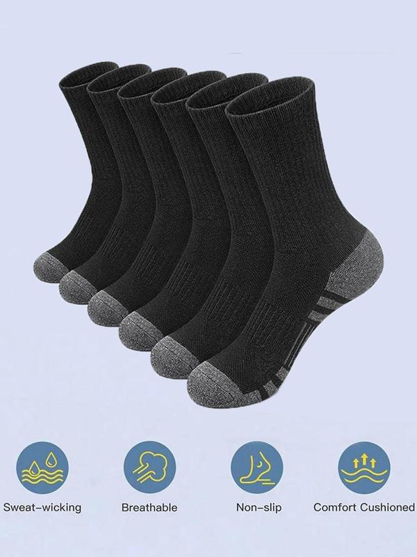 Men's Colorblock Crew Socks, Moisture Wicking Sweat Breathable Socks, Comfortable Casual Socks for Outdoor Hiking Running