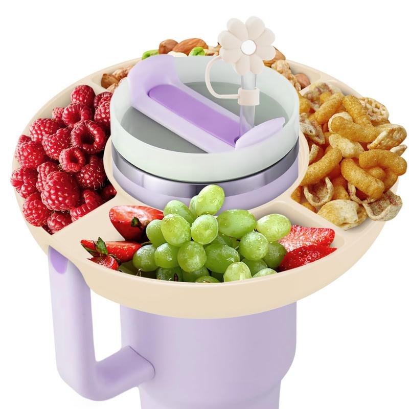 Snack Bowl for 30oz Tumbler, Spring Reusable Snack Storage Top Ring, Outdoor Sports Mug Drinkware Accessories, Silicone (White Snack Bowl)